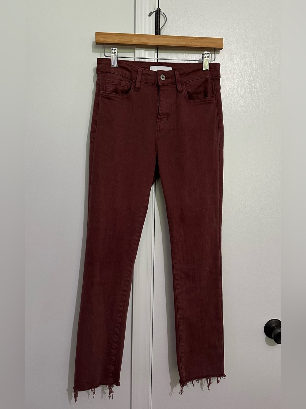 Vervet Women's Slim Straight Jeans in Burgundy